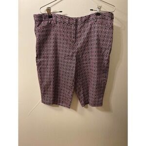LAUNDRY by Shelli Segal Bermuda Shorts Sz 10 Pink Geometric Print
